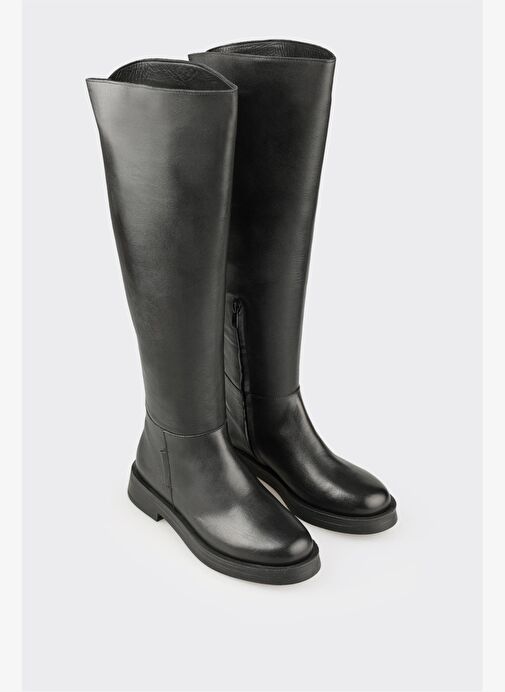 Siyah Deri Kadın Çizme - Görsel 3