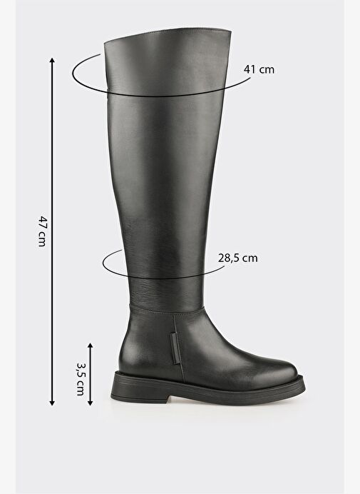 Siyah Deri Kadın Çizme - Görsel 6
