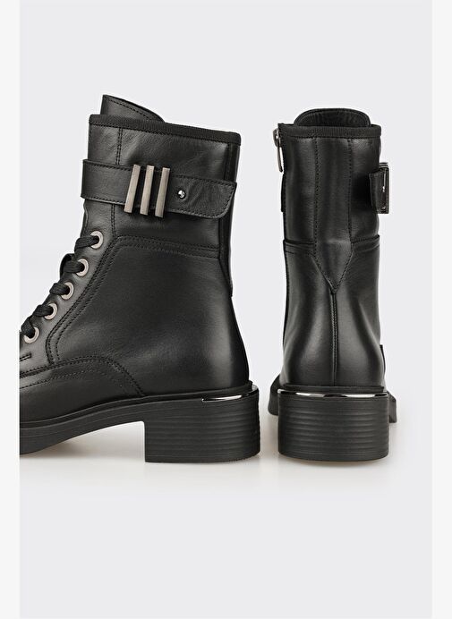 Siyah Deri Kadın Günlük Bot - Görsel 5