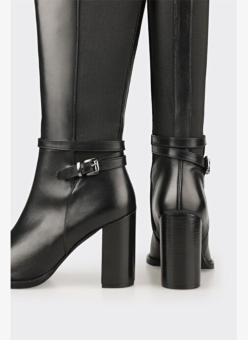 Siyah Deri Kadın Çizme - Görsel 5