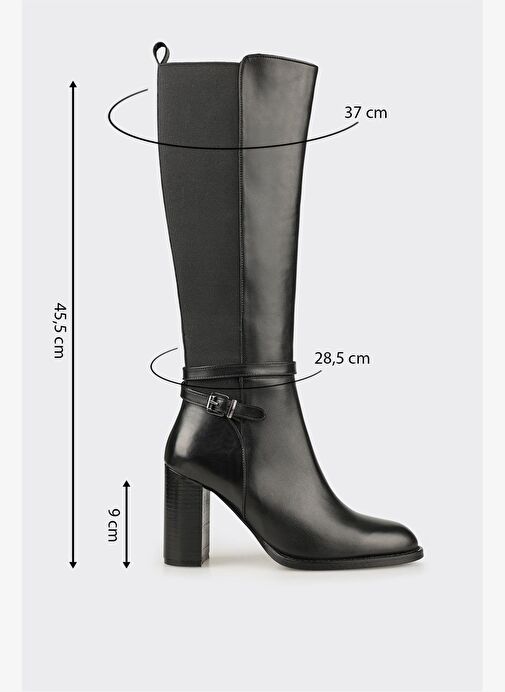 Siyah Deri Kadın Çizme - Görsel 6