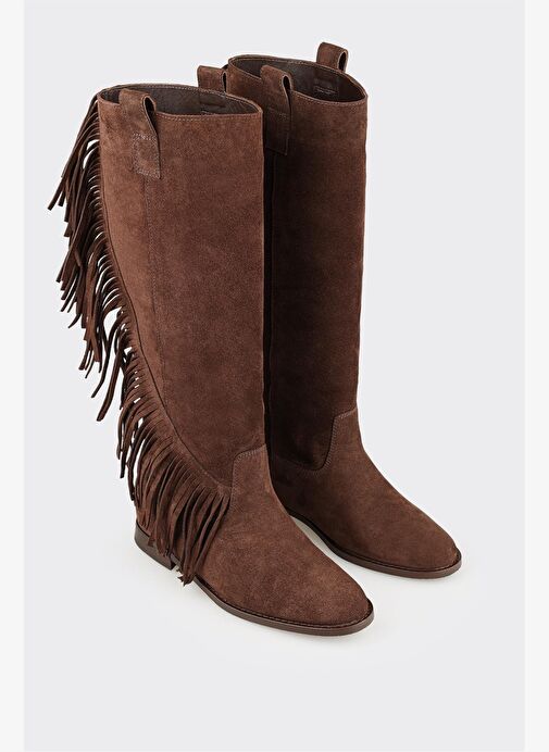 Kahve Deri Kadın Çizme - Görsel 3