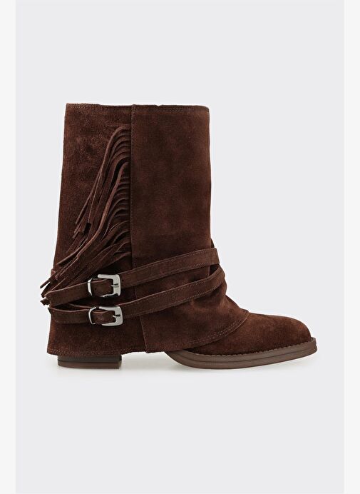 Kahve Deri Kadın Western Bot - Görsel 2