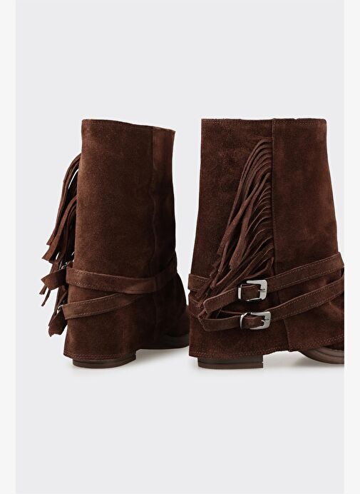 Kahve Deri Kadın Western Bot - Görsel 5