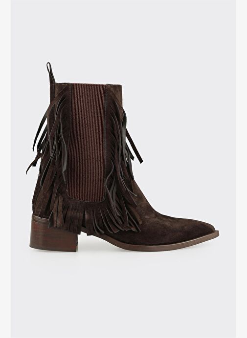 Kahve Deri Kadın Klasik Bot - Görsel 2