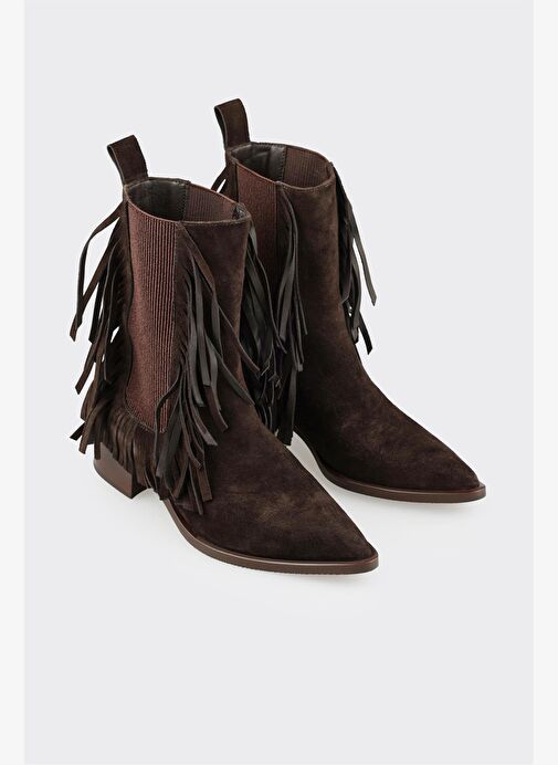 Kahve Deri Kadın Klasik Bot - Görsel 3