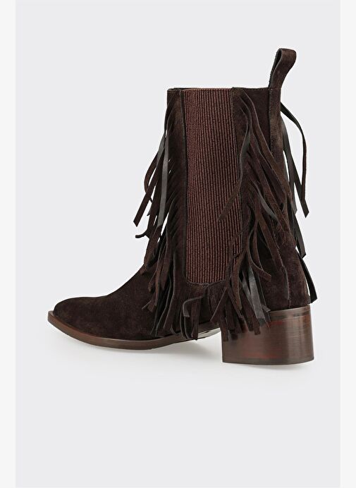 Kahve Deri Kadın Klasik Bot - Görsel 4