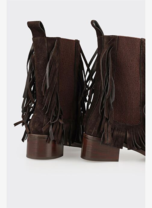 Kahve Deri Kadın Klasik Bot - Görsel 5