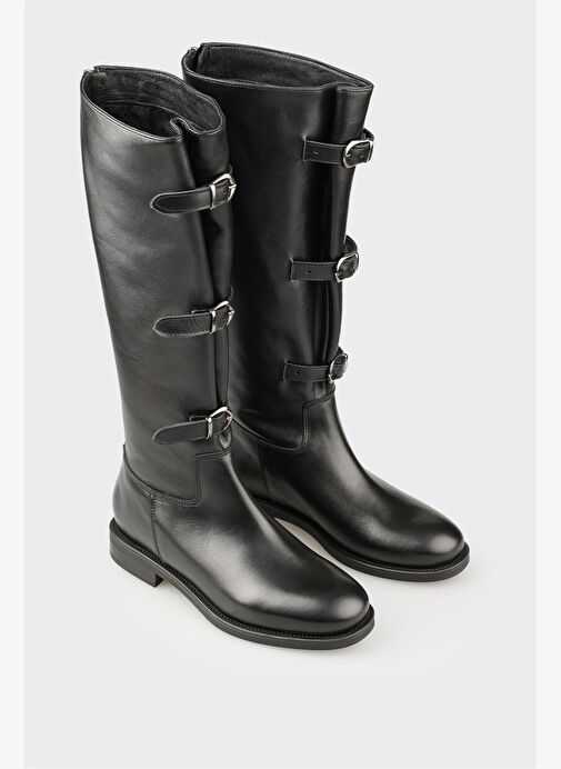Siyah Deri Kadın Çizme - Görsel 3