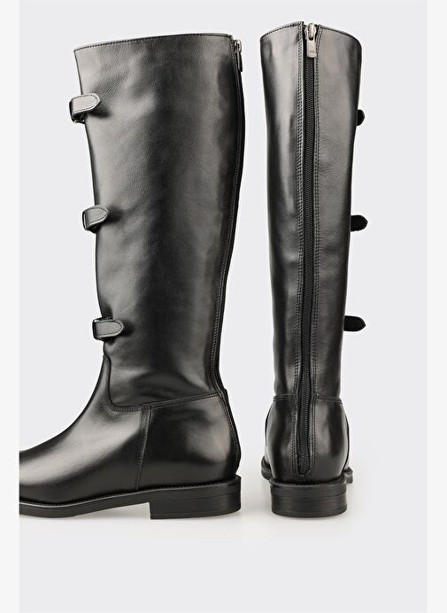 Siyah Deri Kadın Çizme - Görsel 5