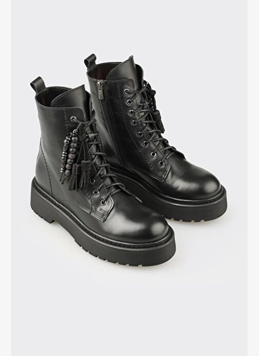 Siyah Deri Kadın Günlük Bot - Görsel 3