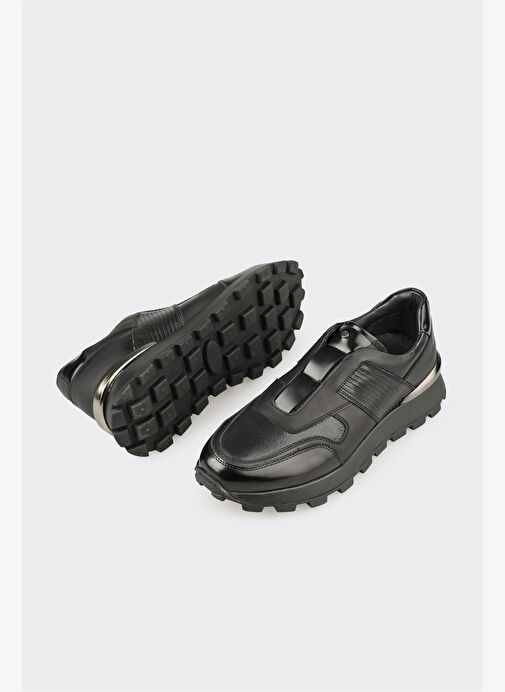 Siyah Deri Erkek Spor Ayakkabı - Görsel 4