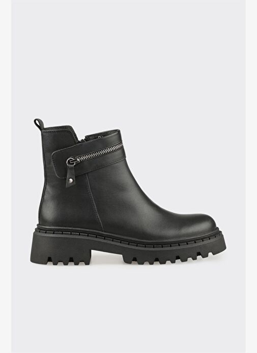 Siyah Deri Kadın Günlük Bot - Görsel 2
