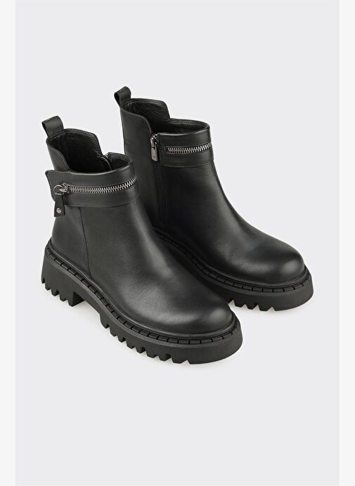 Siyah Deri Kadın Günlük Bot - Görsel 3