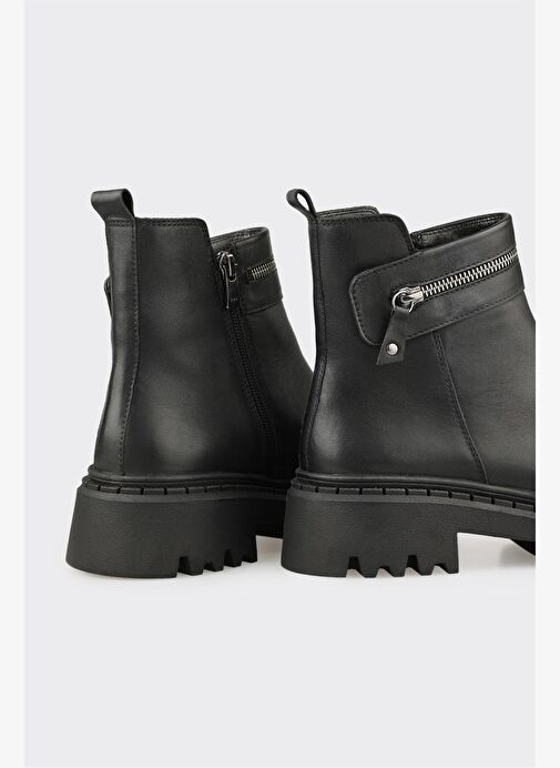 Siyah Deri Kadın Günlük Bot - Görsel 5