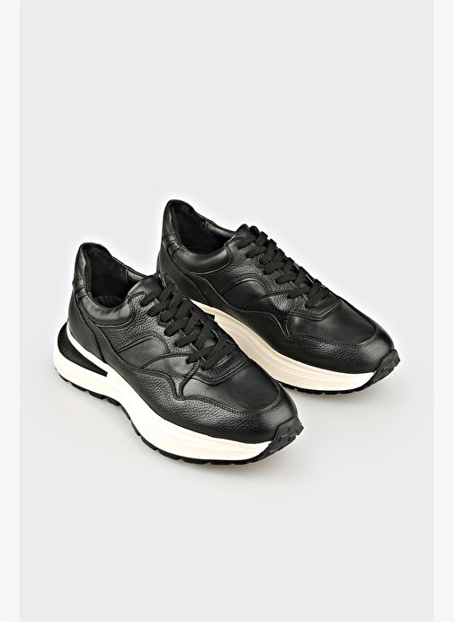Siyah Deri Erkek Spor Ayakkabı - Görsel 3