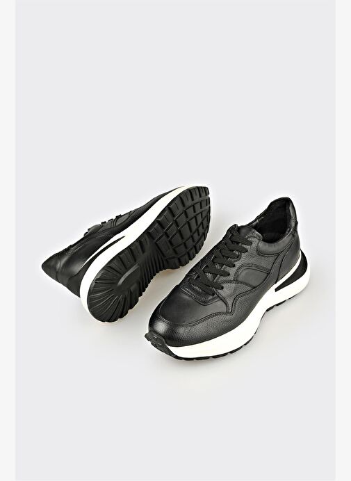 Siyah Deri Erkek Spor Ayakkabı - Görsel 4