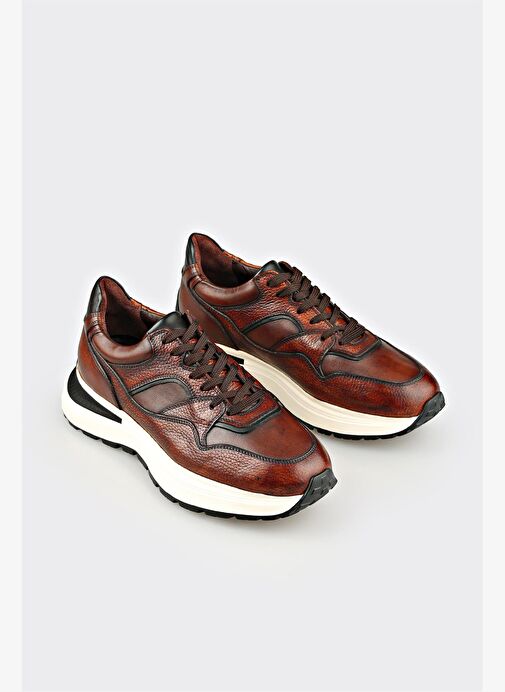 Kahve Deri Erkek Spor Ayakkabı - Görsel 3