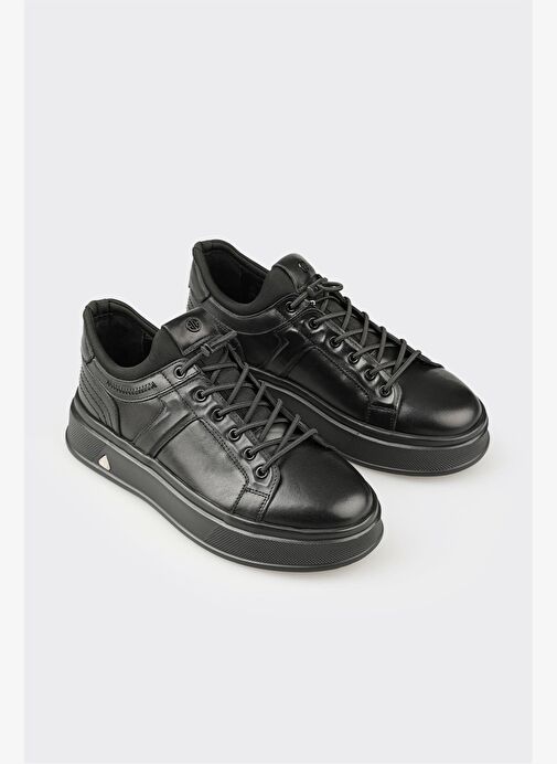 Siyah Deri Erkek Spor Ayakkabı - Görsel 3