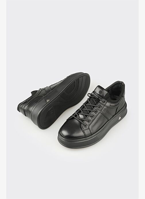 Siyah Deri Erkek Spor Ayakkabı - Görsel 4