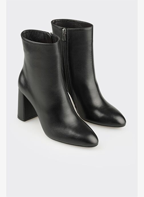 Siyah Deri Kadın Klasik Bot - Görsel 3