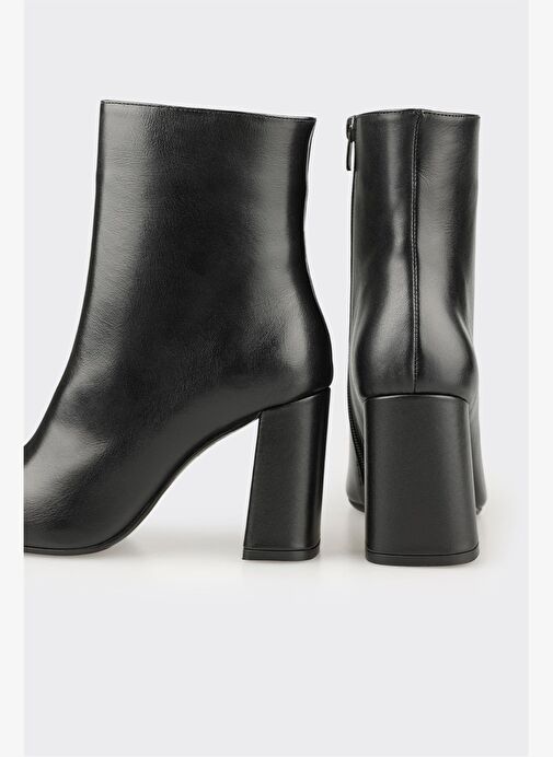 Siyah Deri Kadın Klasik Bot - Görsel 5
