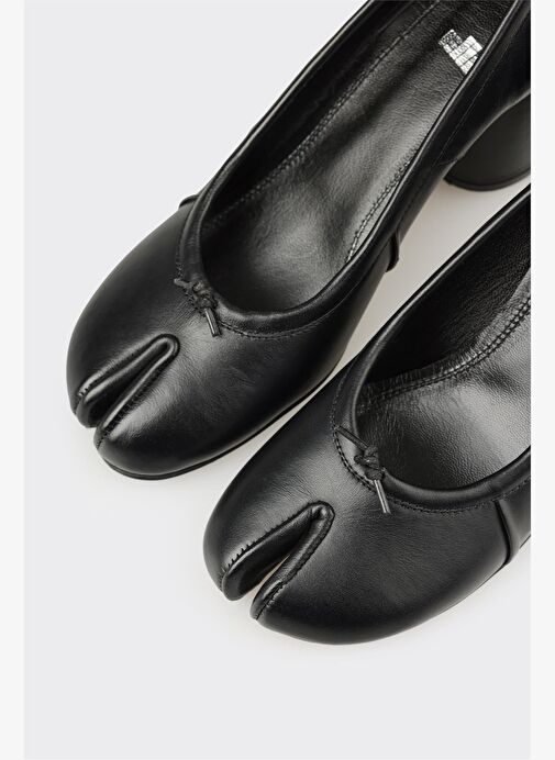 Siyah Deri Kadın Topuklu Ayakkabı - Görsel 5