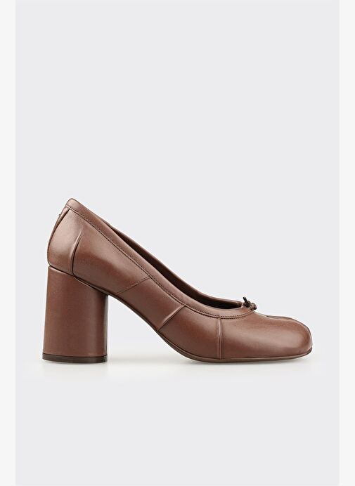 Kahve Deri Kadın Topuklu Ayakkabı - Görsel 2