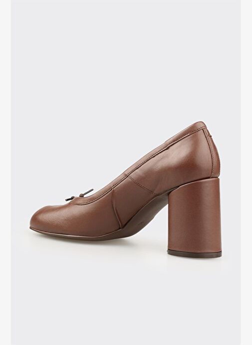 Kahve Deri Kadın Topuklu Ayakkabı - Görsel 4