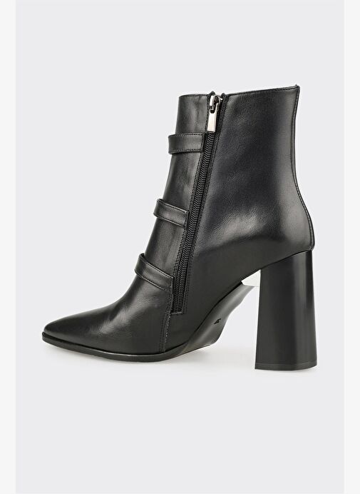 Siyah Deri Kadın Klasik Bot - Görsel 4