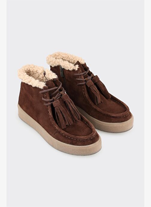 Kahve Deri Kadın Günlük Spor Bot - Görsel 3