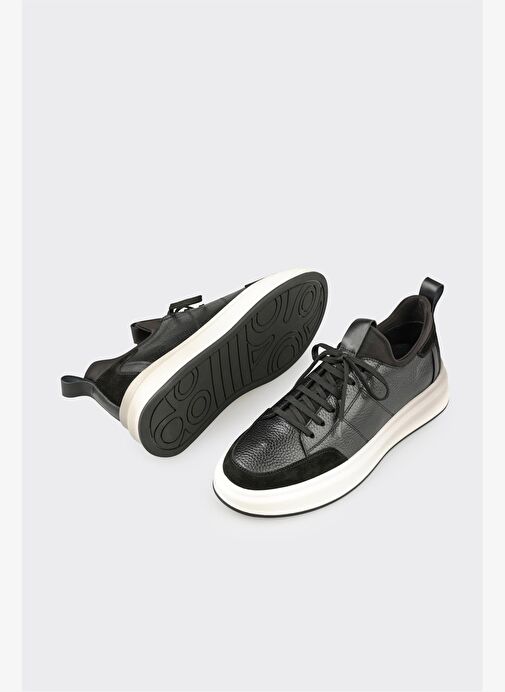 Siyah Deri Erkek Spor Ayakkabı - Görsel 4