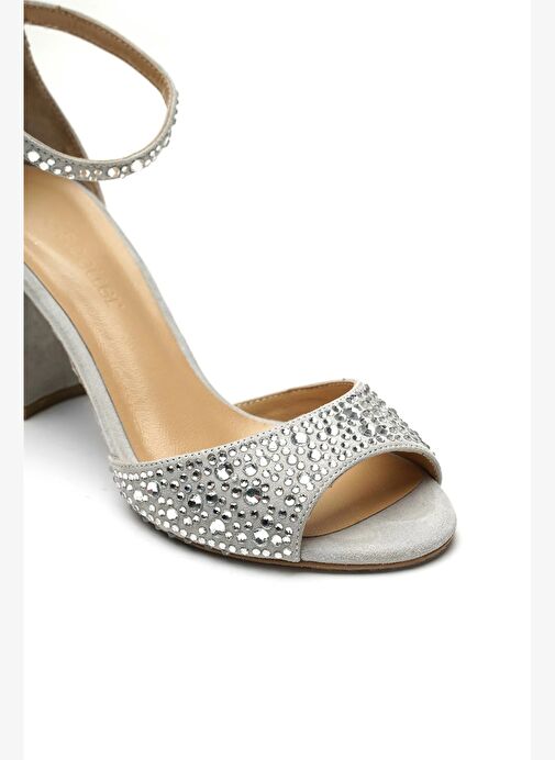 Nicy Taslı Süet 8 Cm Topuklu Ayakkabı - Görsel 4