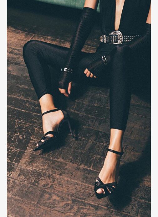 Violine Saten 10 Cm Topuklu Ayakkabı - Görsel 6