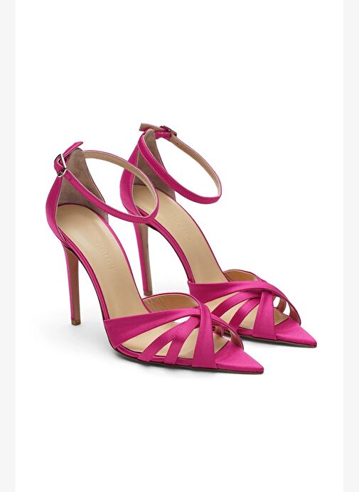 Violine Saten 10 Cm Topuklu Ayakkabı - Görsel 3