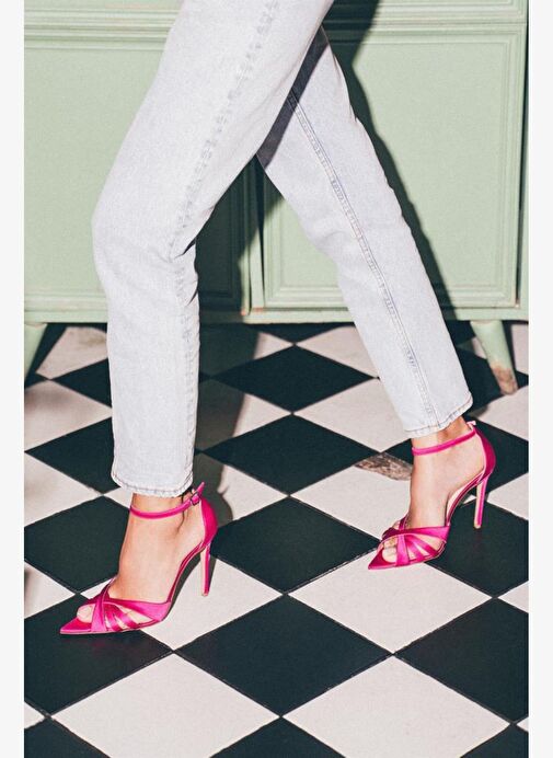 Violine Saten 10 Cm Topuklu Ayakkabı - Görsel 6