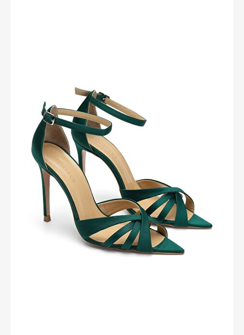 Violine Saten 10 Cm Topuklu Ayakkabı - Görsel 3