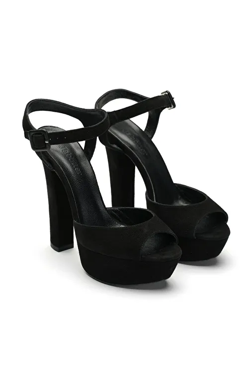 Jabotter Siyah Kadın Süet Platform Topuklu Ayakkabı JAB2463 / 517K - Görsel 5