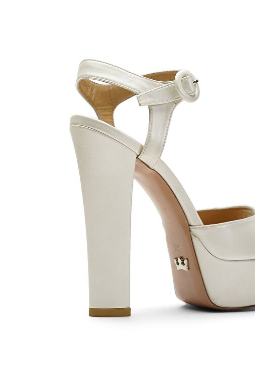 Jabotter Beyaz Kadın Deri Platform Topuklu Gelin Ayakkabısı JAB2476 / 517K - Görsel 4