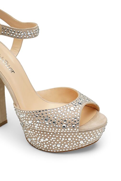 Jabotter Nifty Süet Taşlı Platform Topuklu Ayakkabı - Görsel 4
