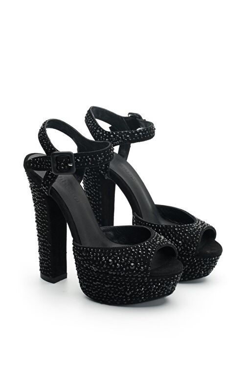 Jabotter Nifty Süet Taşlı Platform Topuklu Ayakkabı - Görsel 4