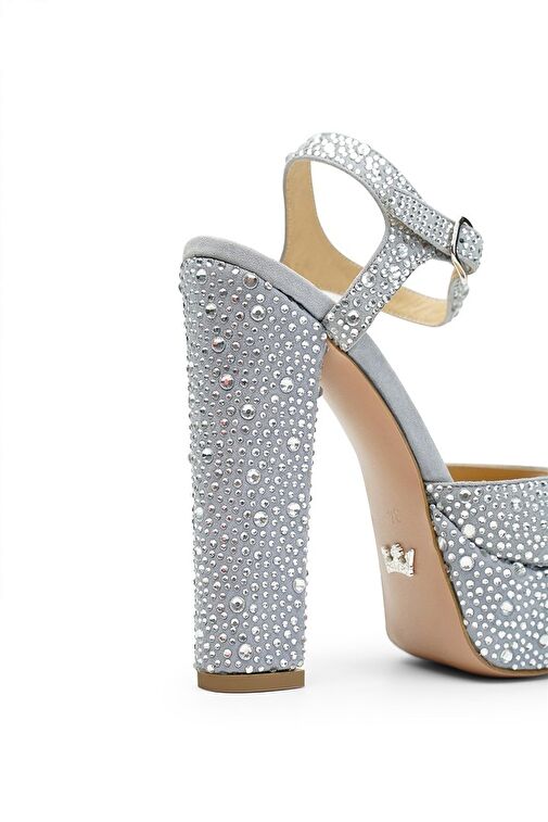 Jabotter Gri Kadın Süet Platform Topuklu Abiye Ayakkabı JAB2785 / 517K - Görsel 5