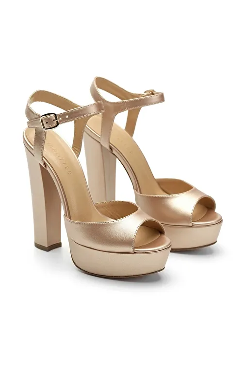 Jabotter Gümüş Kadın Deri Platform Topuklu Ayakkabı JAB4160 / 517K - Görsel 3