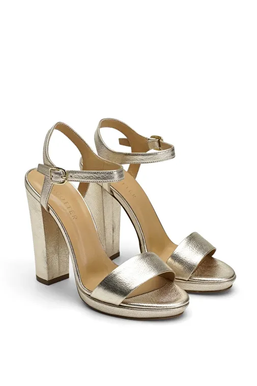 Jabotter Gümüş Kadın Deri Platform Topuklu Ayakkabı JAB4247 - Görsel 3