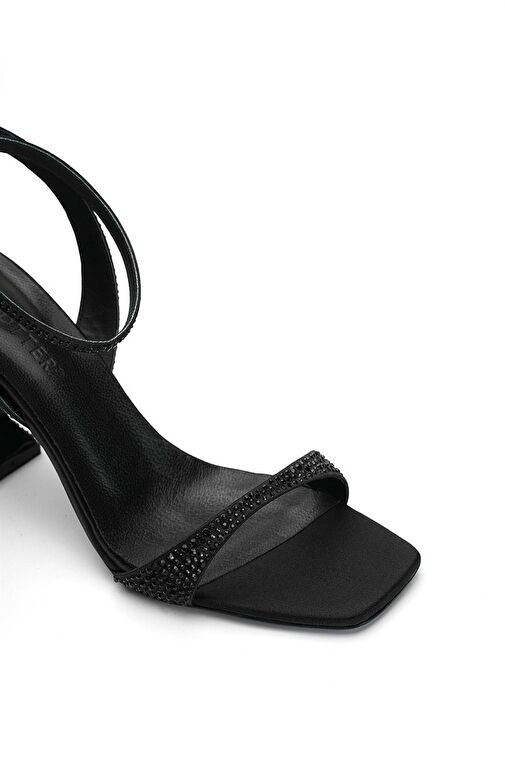 Jabotter Siyah Kadın Saten Topuklu Sandalet JAB4344 / 268-1K - Görsel 3