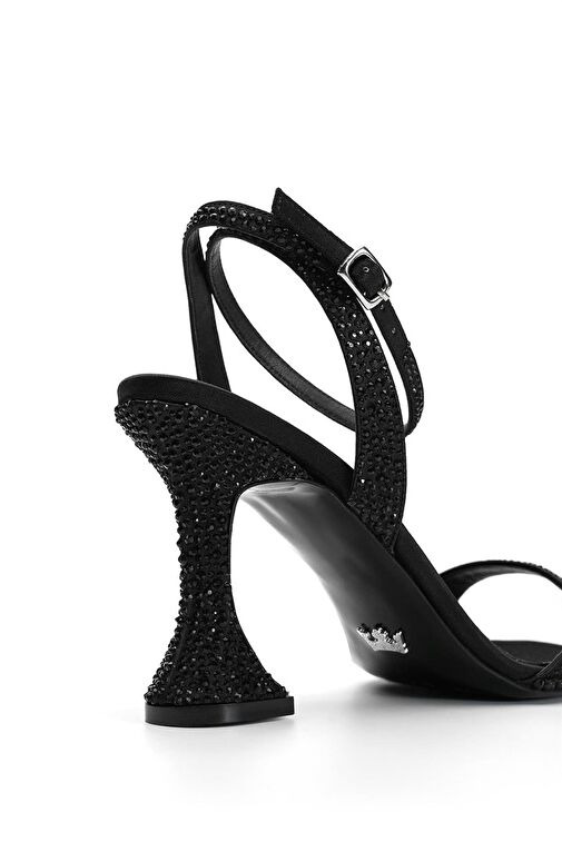 Jabotter Siyah Kadın Saten Topuklu Sandalet JAB4344 / 268-1K - Görsel 4