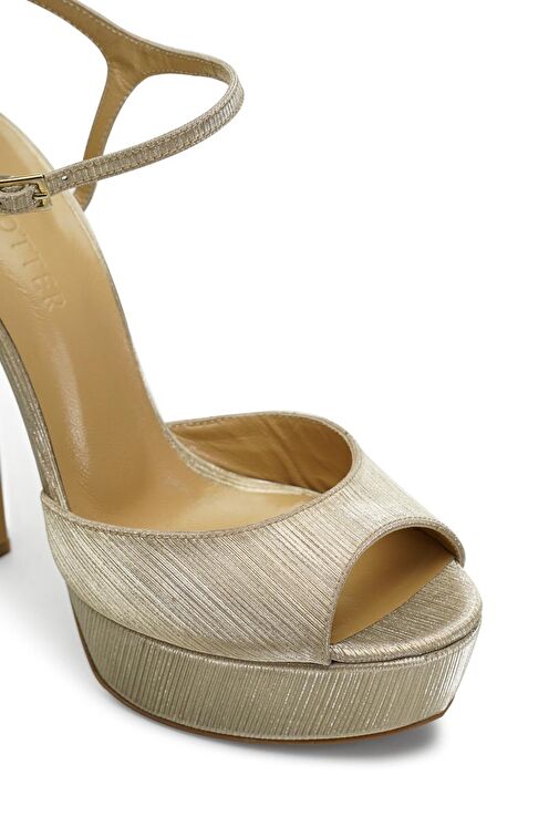 Jabotter Brida Çizgili Simli Platform Topuklu Ayakkabı - Görsel 3