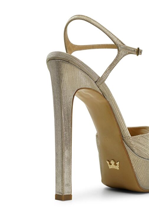 Jabotter Brida Çizgili Simli Platform Topuklu Ayakkabı - Görsel 4