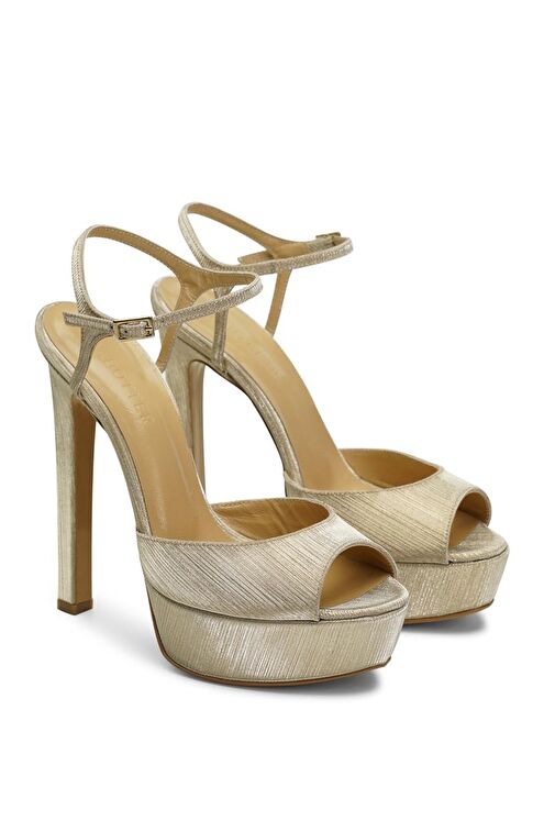 Jabotter Brida Çizgili Simli Platform Topuklu Ayakkabı - Görsel 5