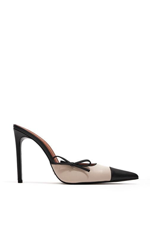 Jabotter Siyah-Bej Kadın Deri Topuklu Terlik JAB4545 / 2120K - Görsel 2